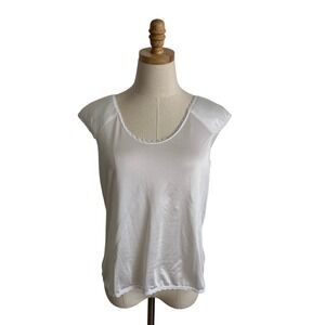 Velrose White Lingerie Top Medium Sleeveless Lace Trim‎ Tank Sleepwear